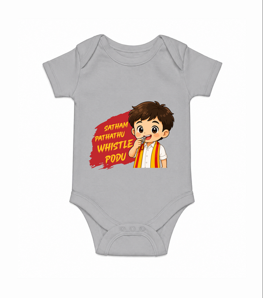 Whistle Podu Fan Edition Baby Romper - GREY - New Born (Chest 14")