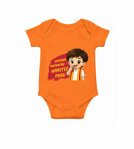 Whistle Podu Fan Edition Baby Romper - ORANGE - New Born (Chest 14")