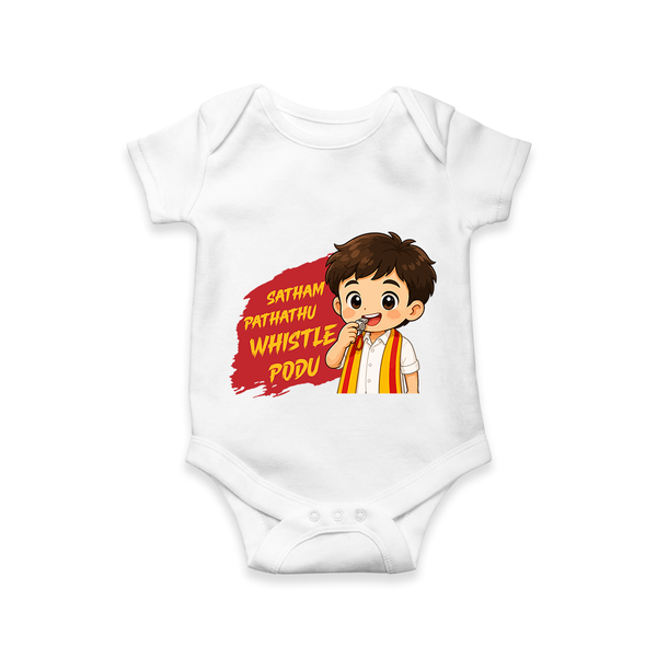 Whistle Podu Fan Edition Baby Romper - WHITE - New Born (Chest 14")