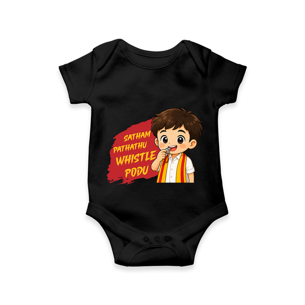 Whistle Podu Fan Edition Baby Romper - BLACK - New Born (Chest 14")