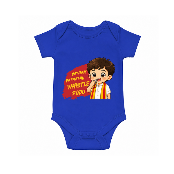 Whistle Podu Fan Edition Baby Romper - COBALT BLUE - New Born (Chest 14")