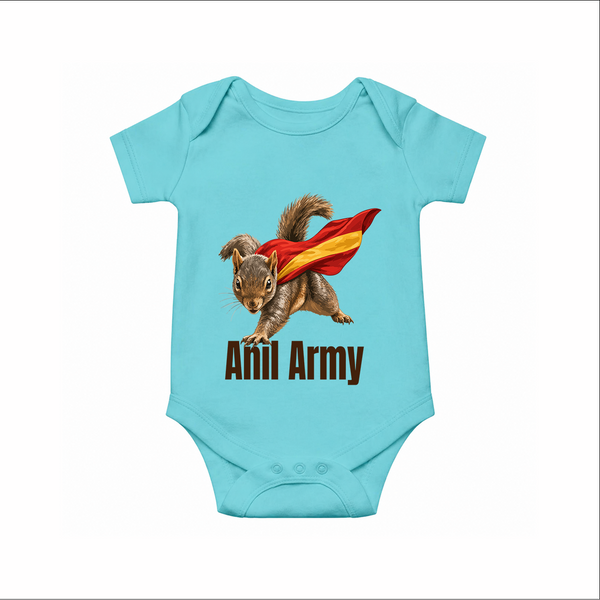 Anil Army Fan Theme Baby Romper - ARCTIC BLUE - New Born (Chest 14")
