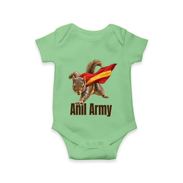 Anil Army Fan Theme Baby Romper - GREEN - New Born (Chest 14")