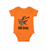 Anil Army Fan Theme Baby Romper - ORANGE - New Born (Chest 14")