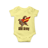 Anil Army Fan Theme Baby Romper - PASTEL YELLOW - New Born (Chest 14")