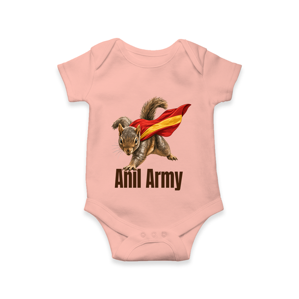 Anil Army Fan Theme Baby Romper - PEACH - New Born (Chest 14")