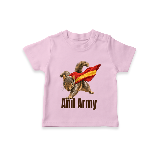 Anil Army Fan Theme T-SHIRT - BABY PINK - 0-5 Months Old (Chest 17")