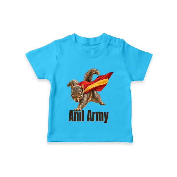 Anil Army Fan Theme T-SHIRT - SKY BLUE - 0-5 Months Old (Chest 17")