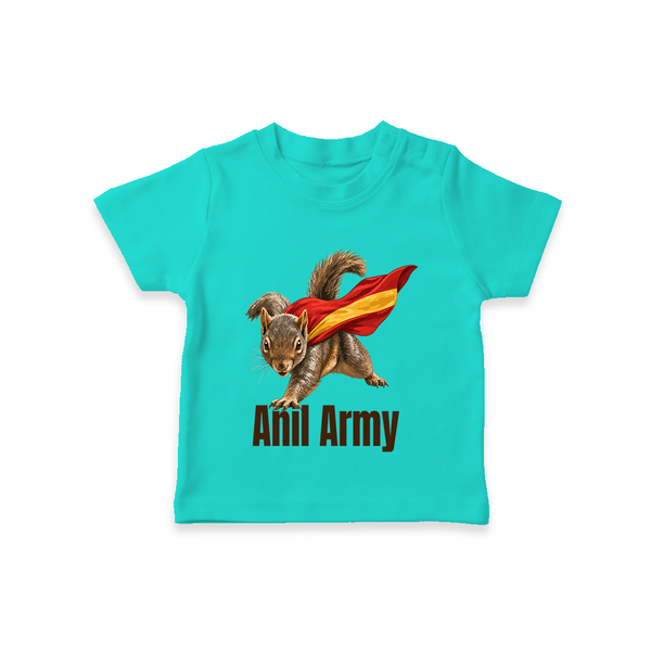 Anil Army Fan Theme T-SHIRT - TEAL - 0-5 Months Old (Chest 17")