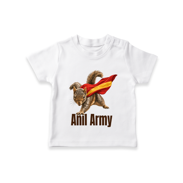 Anil Army Fan Theme T-SHIRT - WHITE - 0-5 Months Old (Chest 17")