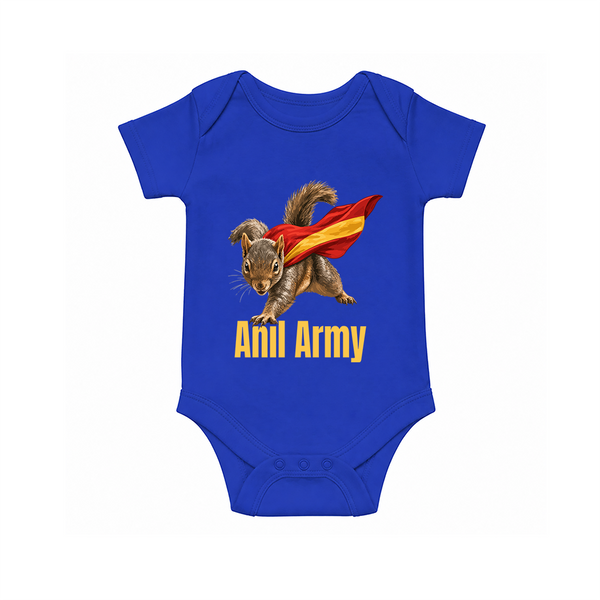 Anil Army Fan Theme Baby Romper - COBALT BLUE - New Born (Chest 14")