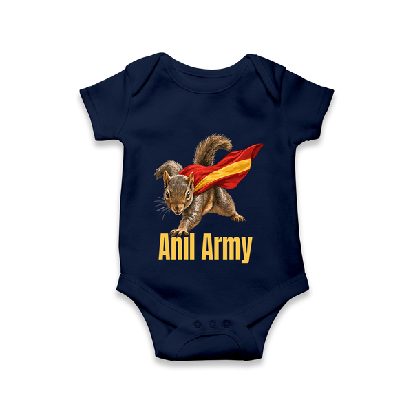Anil Army Fan Theme Baby Romper - NAVY BLUE - New Born (Chest 14")