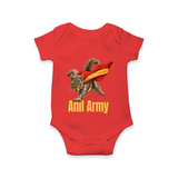 Anil Army Fan Theme Baby Romper - RED - New Born (Chest 14")