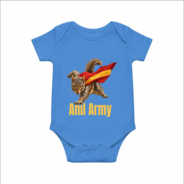 Anil Army Fan Theme Baby Romper - SKYBLUE - New Born (Chest 14")