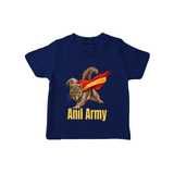 Anil Army Fan Theme T-SHIRT - NAVY BLUE - 0-5 Months Old (Chest 17")