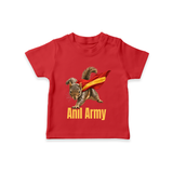 Anil Army Fan Theme T-SHIRT - RED - 0-5 Months Old (Chest 17")