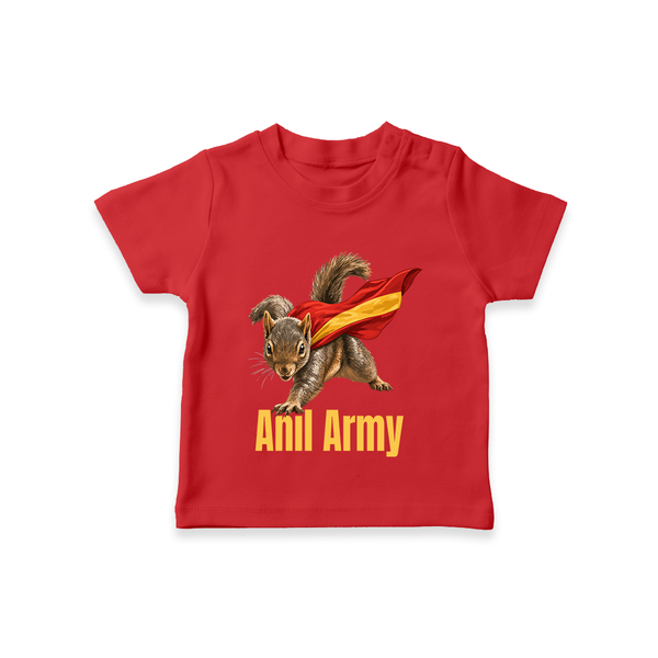 Anil Army Fan Theme T-SHIRT - RED - 0-5 Months Old (Chest 17")