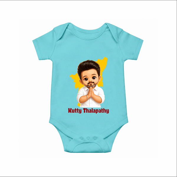 Kutty Thalapathy Cartoon Baby Romper - ARCTIC BLUE - New Born (Chest 14")