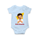 Kutty Thalapathy Cartoon Baby Romper - BABY BLUE - New Born (Chest 14")