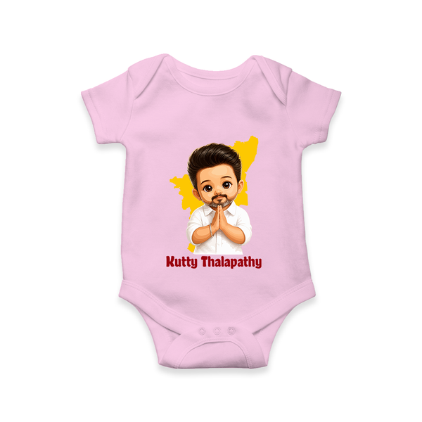 Kutty Thalapathy Cartoon Baby Romper - BABY PINK - New Born (Chest 14")