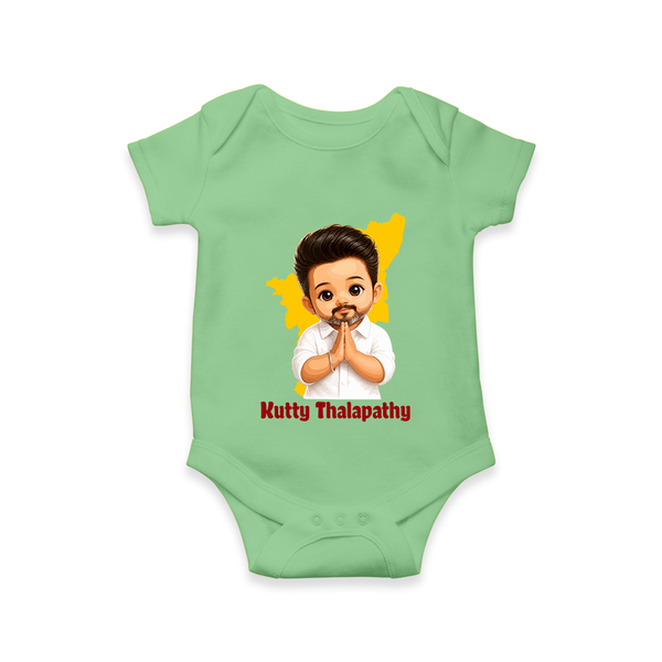 Kutty Thalapathy Cartoon Baby Romper - GREEN - New Born (Chest 14")