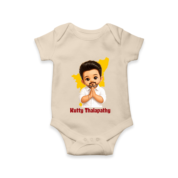 Kutty Thalapathy Cartoon Baby Romper - IVORY - New Born (Chest 14")