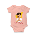 Kutty Thalapathy Cartoon Baby Romper - PEACH - New Born (Chest 14")