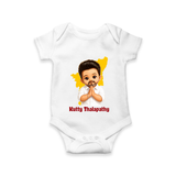 Kutty Thalapathy Cartoon Baby Romper - WHITE - New Born (Chest 14")
