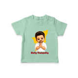 Kutty Thalapathy Cartoon T-SHIRT - MINT GREEN - 0-5 Months Old (Chest 17")