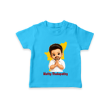 Kutty Thalapathy Cartoon T-SHIRT - SKY BLUE - 0-5 Months Old (Chest 17")