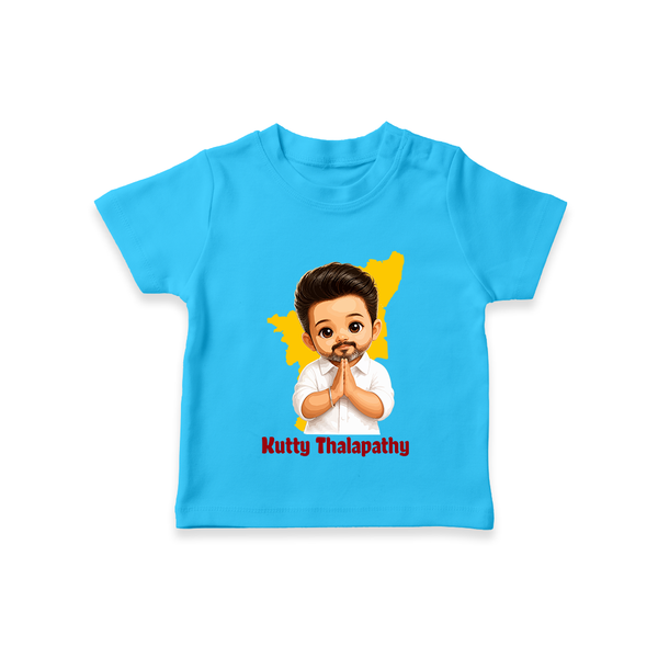Kutty Thalapathy Cartoon T-SHIRT - SKY BLUE - 0-5 Months Old (Chest 17")