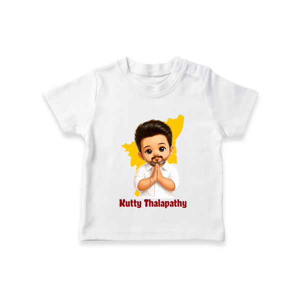 Kutty Thalapathy Cartoon T-SHIRT - WHITE - 0-5 Months Old (Chest 17")