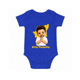 Kutty Thalapathy Cartoon Baby Romper - COBALT BLUE - New Born (Chest 14")