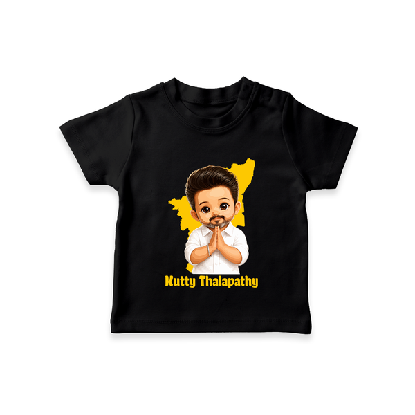 Kutty Thalapathy Cartoon T-SHIRT - BLACK - 0-5 Months Old (Chest 17")