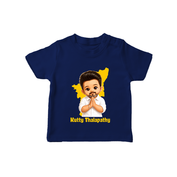Kutty Thalapathy Cartoon T-SHIRT - NAVY BLUE - 0-5 Months Old (Chest 17")