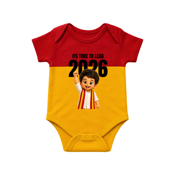 Lead 2026 Political Theme Baby Romper - RED YELLOW - New Born (Chest 14")