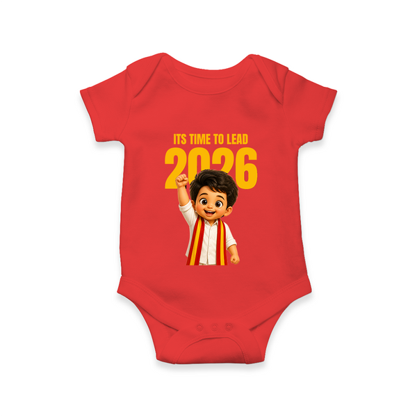 Lead 2026 Political Theme Baby Romper - RED - New Born (Chest 14")
