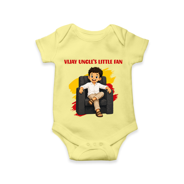 Vijay Uncle’s Little Fan Baby Romper - PASTEL YELLOW - New Born (Chest 14")