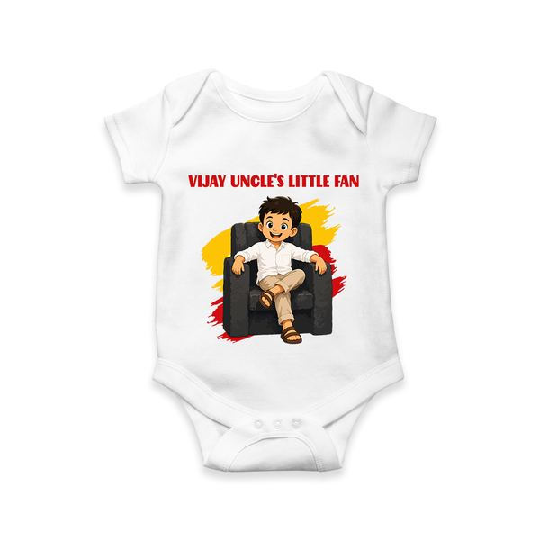 Vijay Uncle’s Little Fan Baby Romper - WHITE - New Born (Chest 14")