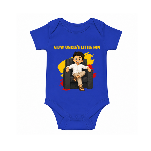 Vijay Uncle’s Little Fan Baby Romper - COBALT BLUE - New Born (Chest 14")