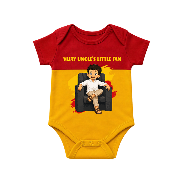 Vijay Uncle’s Little Fan Baby Romper - RED YELLOW - New Born (Chest 14")