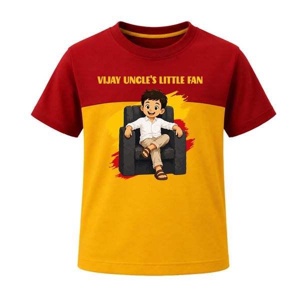 Vijay Uncle’s Little Fan T-SHIRT - RED YELLOW - 0-5 Months Old (Chest 17")