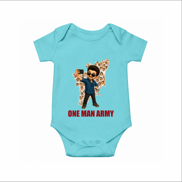 One Man Army Fan Edition Baby Romper - ARCTIC BLUE - New Born (Chest 14")
