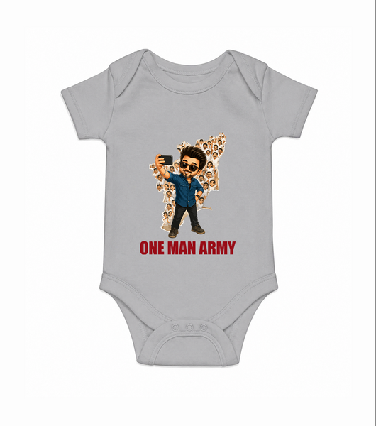 One Man Army Fan Edition Baby Romper - GREY - New Born (Chest 14")