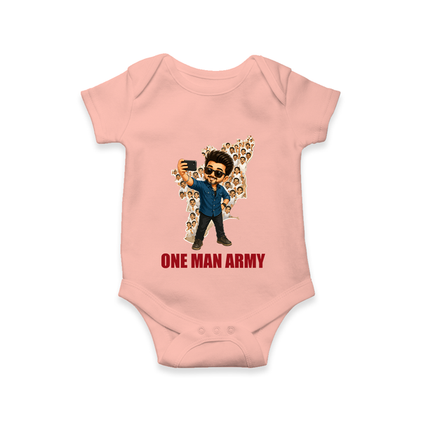 One Man Army Fan Edition Baby Romper - PEACH - New Born (Chest 14")