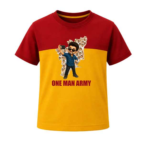 One Man Army Fan Edition T-SHIRT - RED YELLOW - 0-5 Months Old (Chest 17")