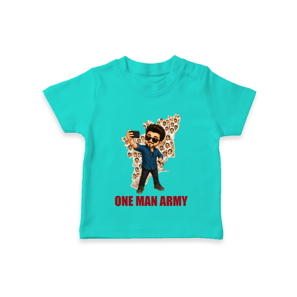 One Man Army Fan Edition T-SHIRT - TEAL - 0-5 Months Old (Chest 17")