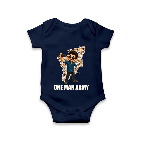One Man Army Fan Edition Baby Romper - NAVY BLUE - New Born (Chest 14")