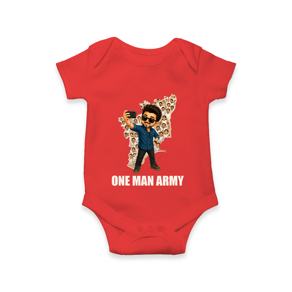 One Man Army Fan Edition Baby Romper - RED - New Born (Chest 14")