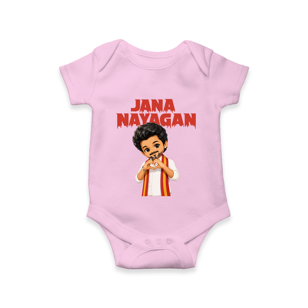 Jana Nayagan Fan Art Baby Romper - BABY PINK - New Born (Chest 14")